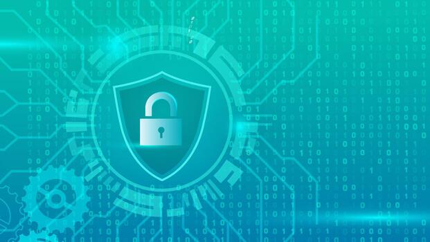 red seguridad resumen antecedentes proteger icono con binario código vector