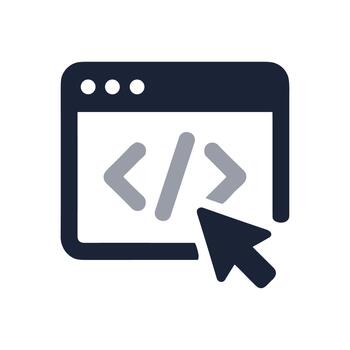 Modern Flat Style Code Browser with Cursor Interface Icon vector