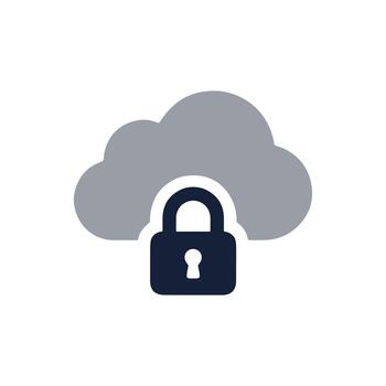 Simple Flat Style Cloud Lock Data Security Storage Icon vector
