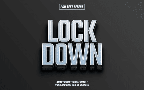 serratura giù testo effetto psd
