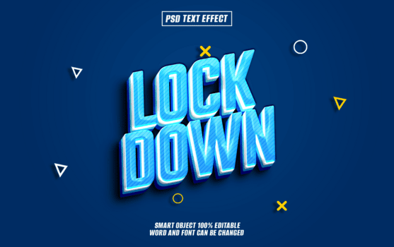 serratura giù 3d testo effetto psd