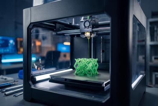 moderno 3d impresora edificio complejo el plastico prototipo foto