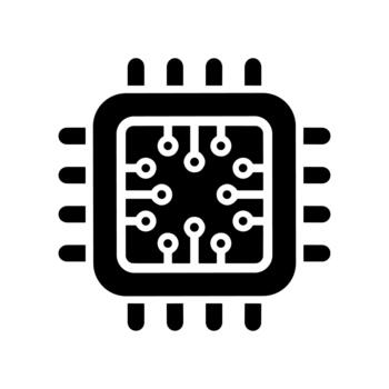 Solid Filled CPU Microchip Processor Technology Component Icon Symbol vector