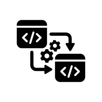 Solid Style Application Development Process Coding Gear Icon vector