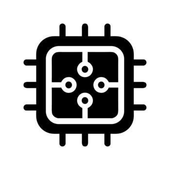 Flat Bold Style Processor Chip Icon Square Shape Technology vector