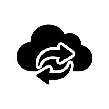 Simple Glyph Cloud Computing Data Sync Arrow Process Icon vector
