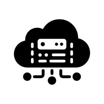 Solid Glyph Cloud Server Data Connection Network Symbol Icon vector