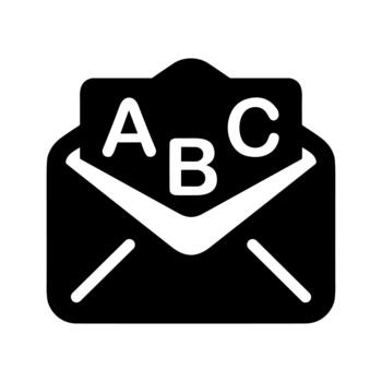Solid Simple Envelope with ABC Initial Letter Education Icon vector