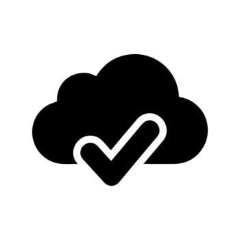 Simple Solid Cloud Checkmark Success Computing Technology Icon vector