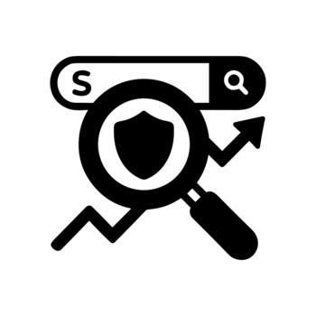 Solid Style Search Engine Optimization Security Audit Icon Graphic vector