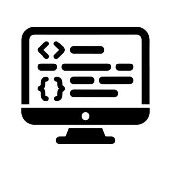 Filled Line Computer Code Window Development Programming Icon Symbol vector