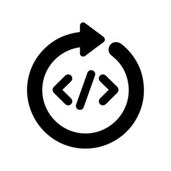 contorno sencillo código actualizar ciclo flecha desarrollo icono símbolo vector