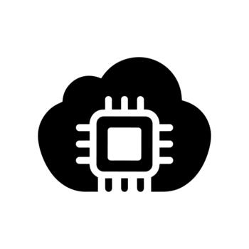 Solid Flat Cloud Computing with Microchip Technology Icon Symbol vector