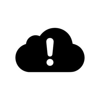 Flat Solid Cloud with Exclamation Mark Icon Symbol Shape vector
