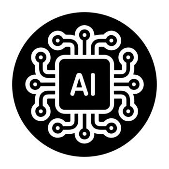 Solid Style Artificial Intelligence CPU Chip Symbol Technology Icon vector