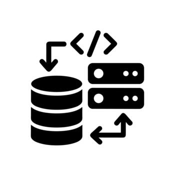 sólido estilo base de datos servidor código proceso datos comunicación icono vector