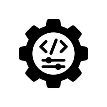 Solid Style Development Code Cogwheel Setting Adjustment App Interface Icon vector