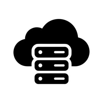 Solid Filled Cloud Computing Server Storage Rack Network Technology Icon vector