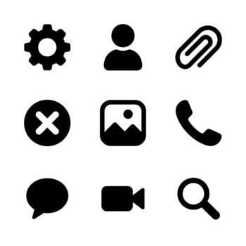 Solid Glyph Basic User Interface Icon Set Symbol Collection vector