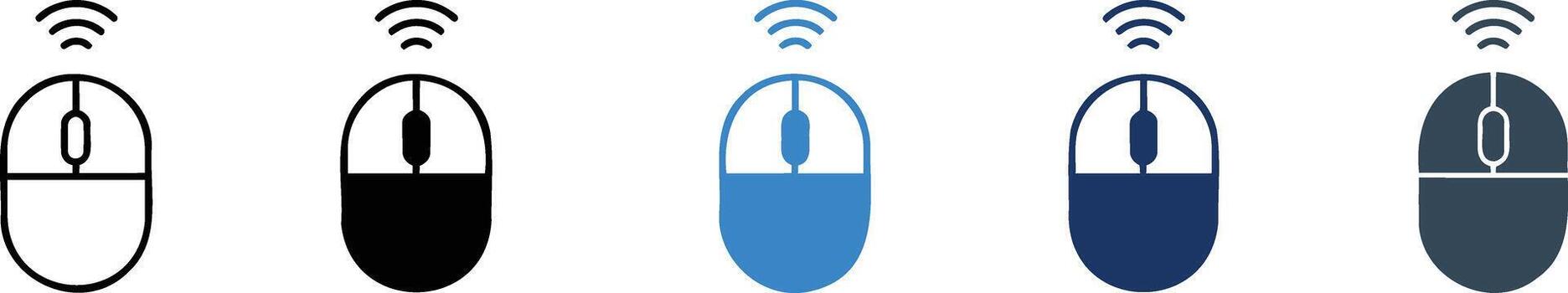 Five computer mouse with wireless signals technology vector