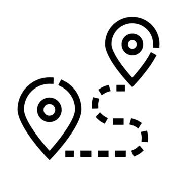 Route path between two map pointer locations vector