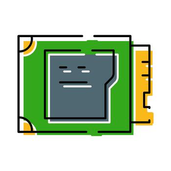 Computer processor microchip hardware technology icon vector