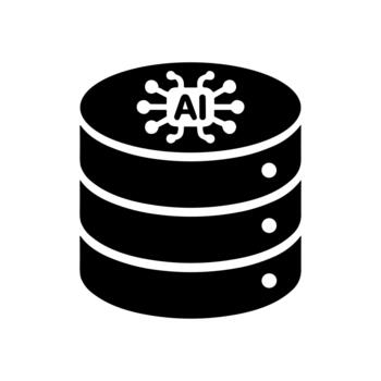 sólido estilo base de datos artificial inteligencia tecnología almacenamiento servidor icono vector