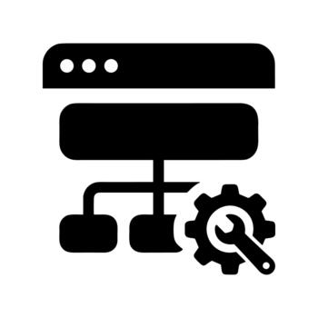 sólido plano estilo red configuración servidor base de datos ajuste sistema icono vector