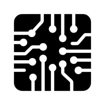 Solid Square Microchip Circuit Board Connection System Technology Icon vector