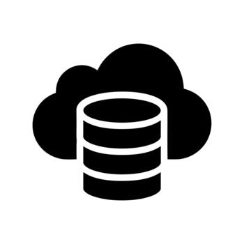Solid Style Cloud Database Server Storage Data Information Icon vector