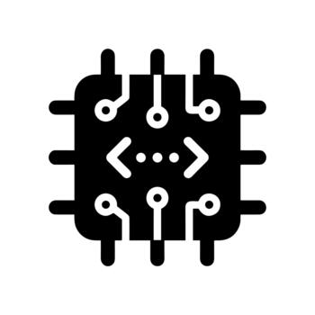 Flat Processor Code Computer Technology Digital Chip Icon vector