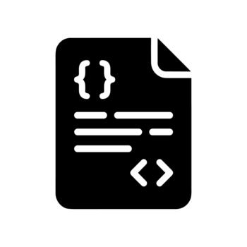 Glyph Black Code File Icon for Web Development and Programming vector