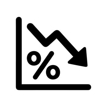 sencillo línea estilo porcentaje disminución grafico gráfico firmar icono vector