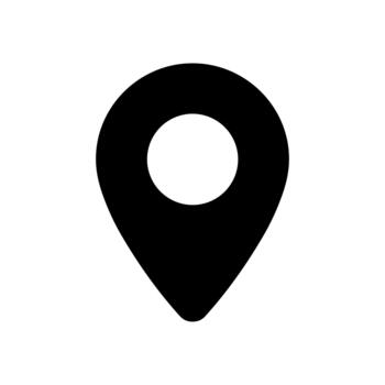 plano sólido negro mapa puntero alfiler navegación ubicación icono vector