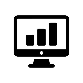Solid Style Computer Screen with Graph Bars Data Icon Illustration vector