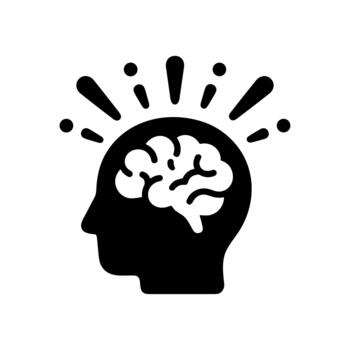 Solid Silhouette Brain Thinking Process Creative Idea Mind Icon vector