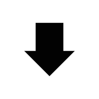 Simple black arrow pointing downwards, indicating direction or a decrease. vector