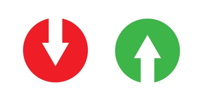 Circular up and down arrow icons depicting increase and decrease concepts. vector
