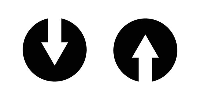 Up and down arrow icons in circles, representing increase or decrease. vector
