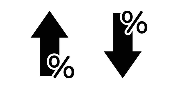 Percentage increase and decrease arrow icons, indicating financial changes. vector