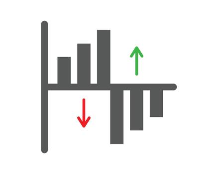 Bar chart with positive and negative values, showing increase and decrease. vector