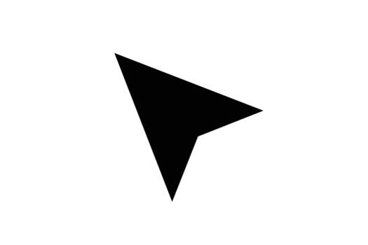 A solid black triangular cursor or pointer icon, indicating selection or interaction. vector