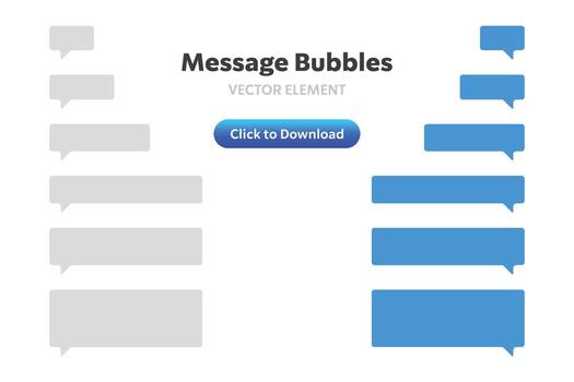Solid message bubbles for chat interface and digital communication vector