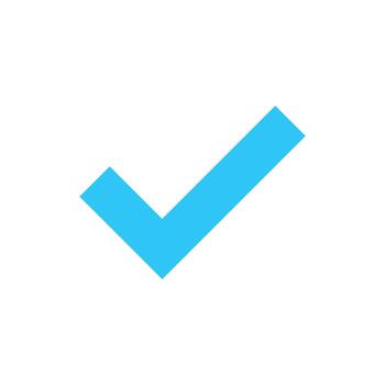 Solid blue checkmark icon, representing completion or correctness. vector