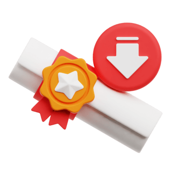 disminución certificado 3d icono aislado en transparente antecedentes png