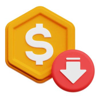 diminution dollar jeton 3d icône isolé sur transparent Contexte png