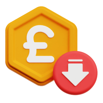 diminution livre sterling jeton 3d icône isolé sur transparent Contexte png