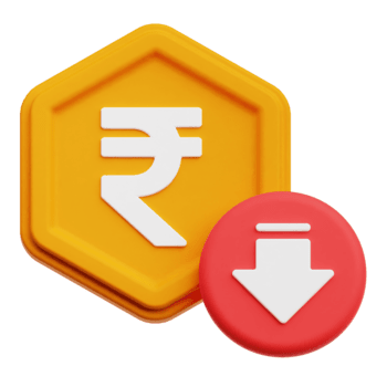 diminution roupie jeton 3d icône isolé sur transparent Contexte png