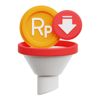 minska rupiah mynt tratt 3d ikon isolerat på transparent bakgrund png