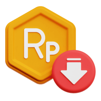 diminution Rupiah jeton 3d icône isolé sur transparent Contexte png